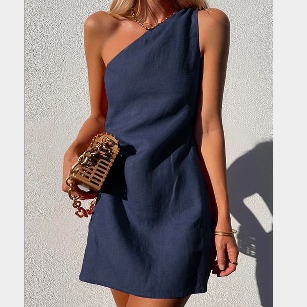 Robe Courte Asymétrique en Lin
