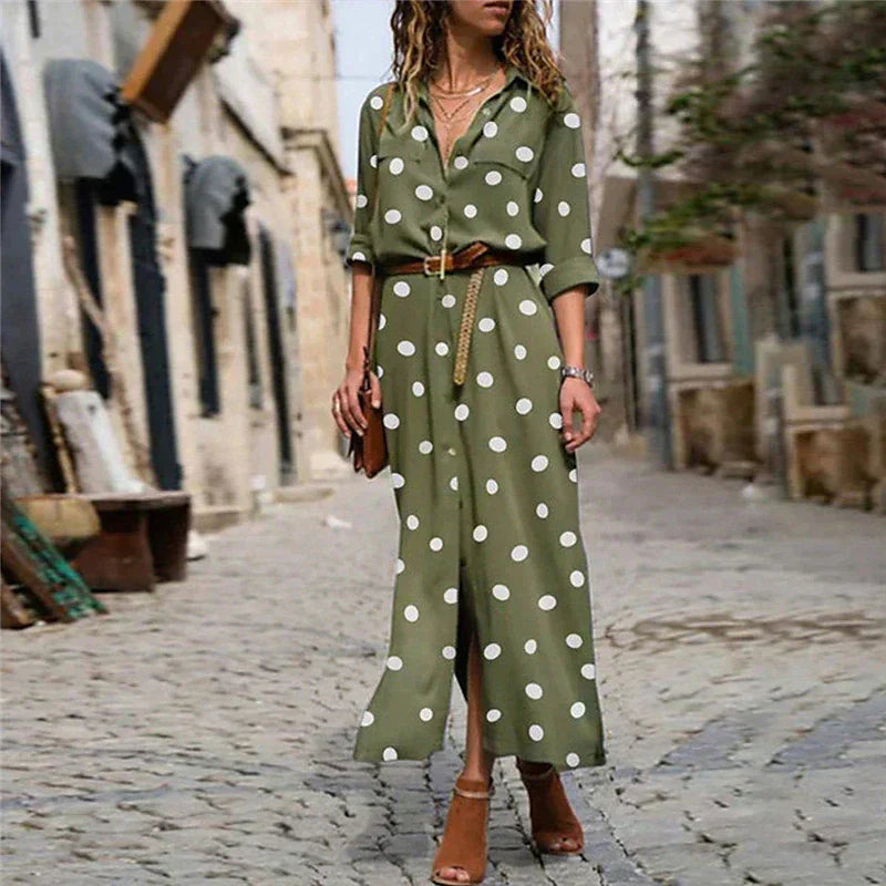 Robe Chemise Longue à Pois