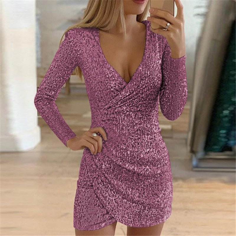 Robe Scintillante Manches Longues