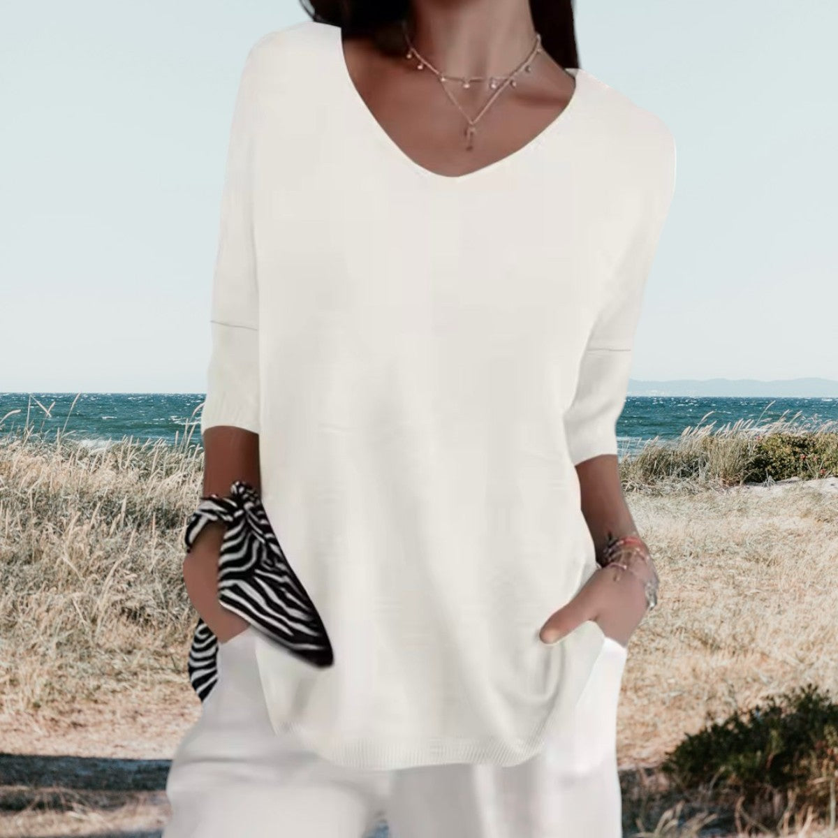 Pull léger col V | Douceur & fluidité | Style décontracté chic