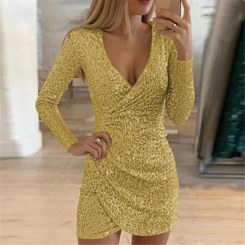 Robe Courte Pailletée Drapée